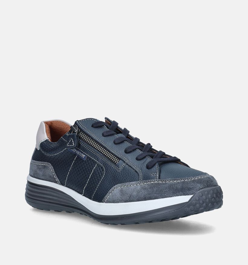 Mephisto Sacco Velsport Blauwe Veterschoenen voor heren (355139) - geschikt voor steunzolen