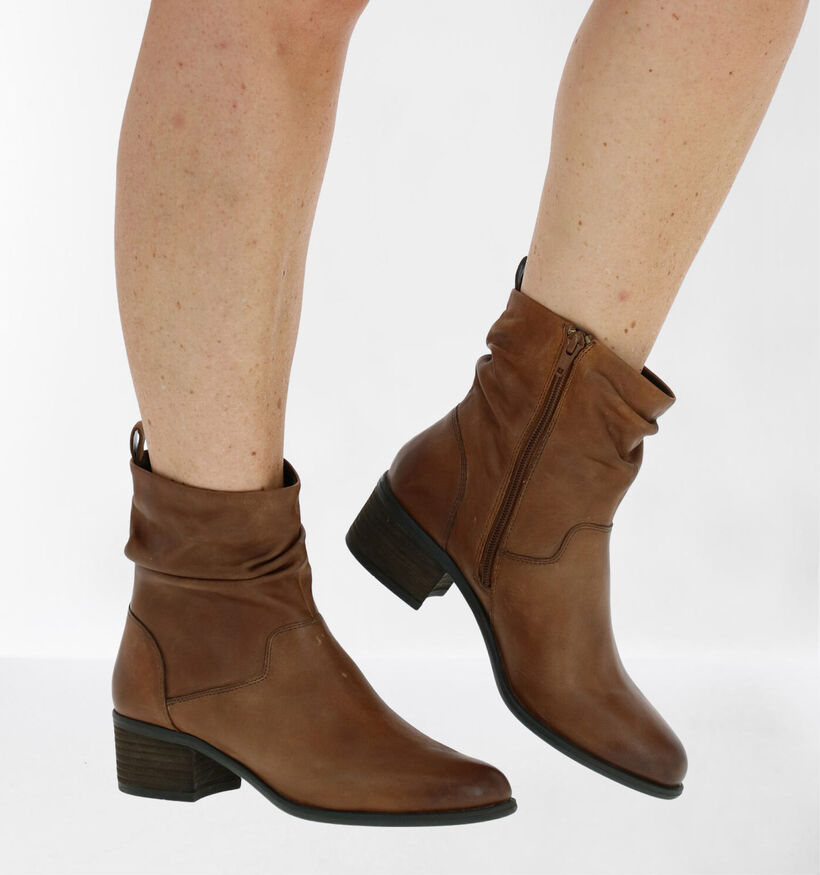 Steven NY Bottines à talons en Cognac en cuir (280206)