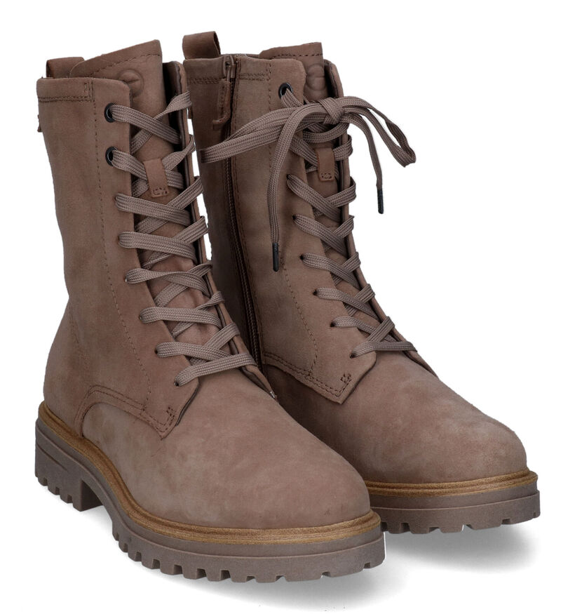 Tamaris Boots à lacets en Taupe en nubuck (315416)