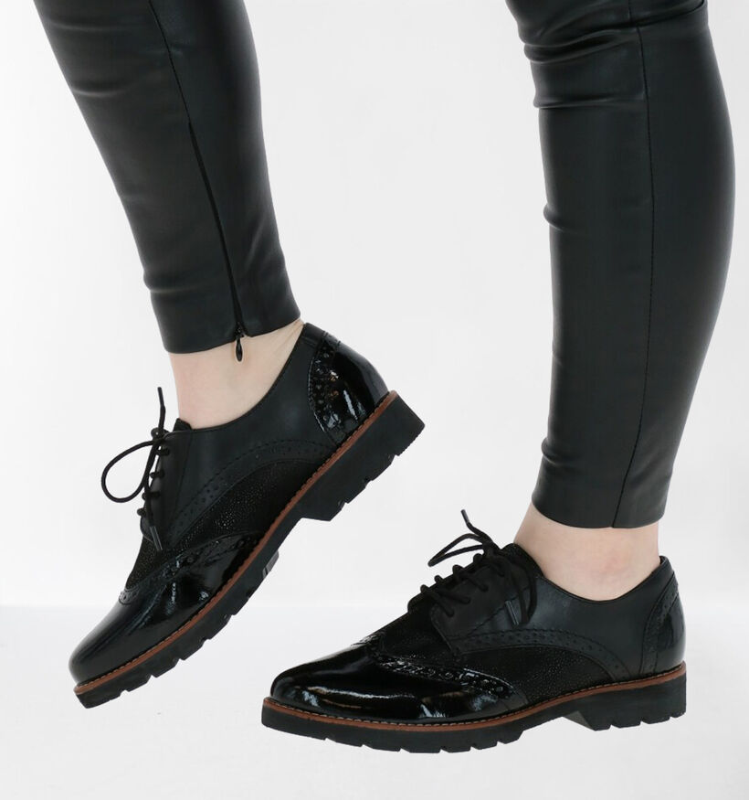 Jana Chaussures à lacets en Noir en cuir (280904)