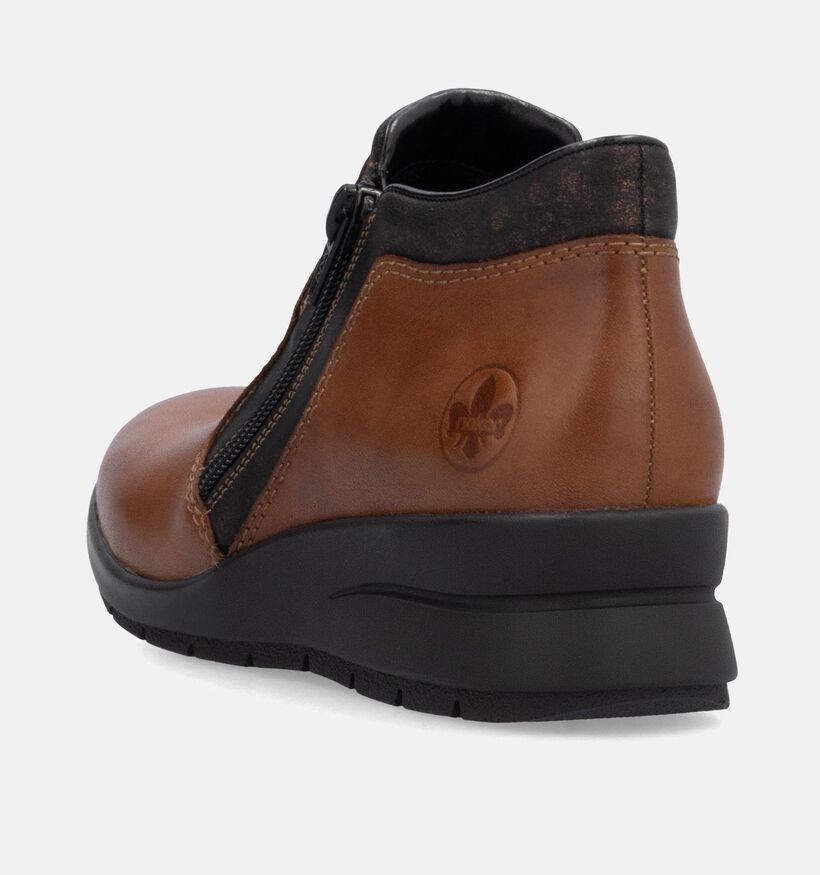 Rieker Bottillons avec talon compensé en Cognac pour femmes (344399) - pour semelles orthopédiques