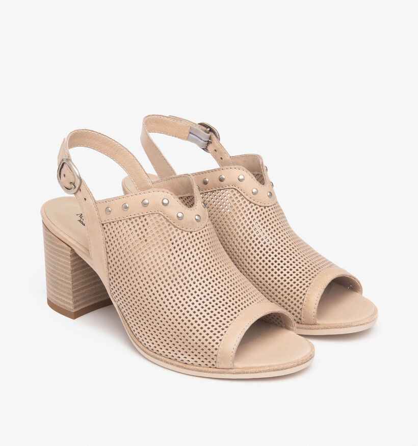 NeroGiardini Beige Sandalen met blokhak voor dames (356019)