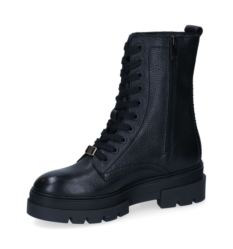 Tommy Hilfiger Monochromatic Zwarte Biker boots voor dames (329327)