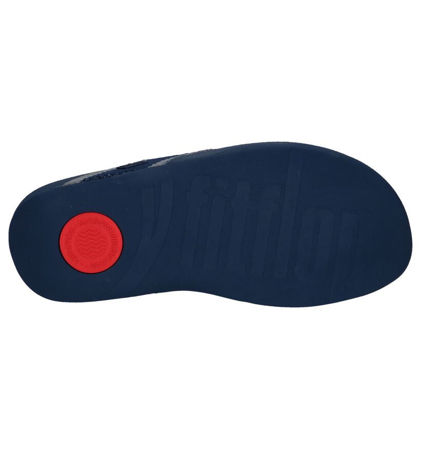 Donkerblauwe Teenslippers FitFlop Surfer Toe Post in stof (240193)