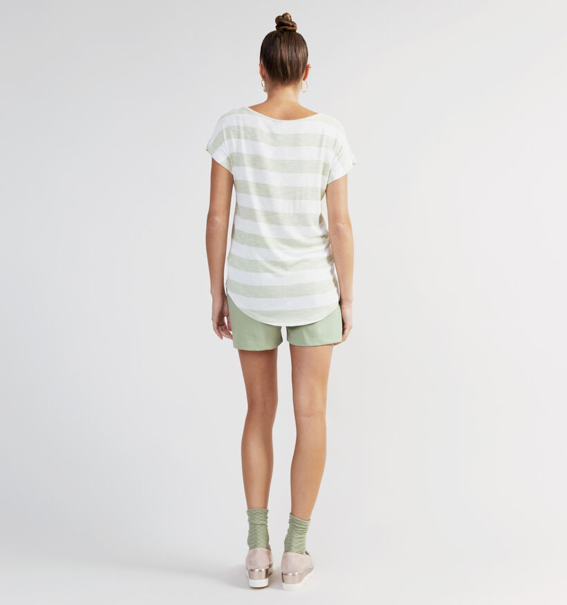 Vero Moda Wide Stripe Wit Groene T-shirt (323893)
