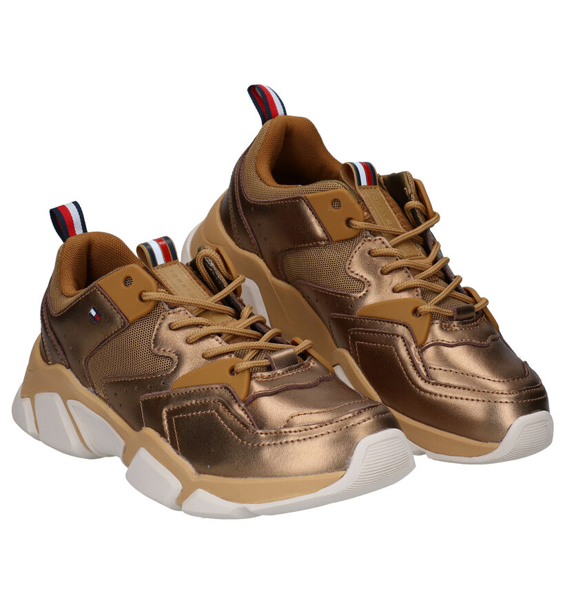 Tommy Hilfiger Metallic Chunky Gouden Sneakers in leer (279992)