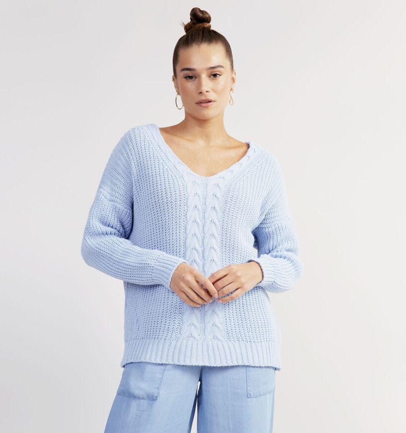 Moda Nazionale Gebreide Blauwe Trui voor dames (330674)