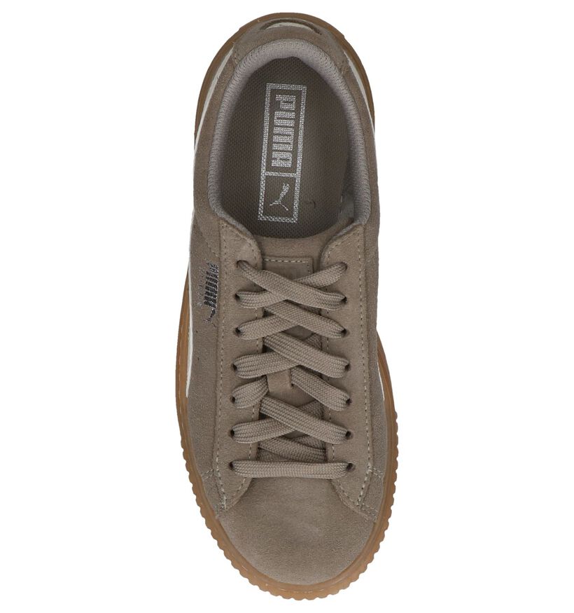 Grijze Lage Sportieve Sneakers Puma Suede Platform in nubuck (209905)