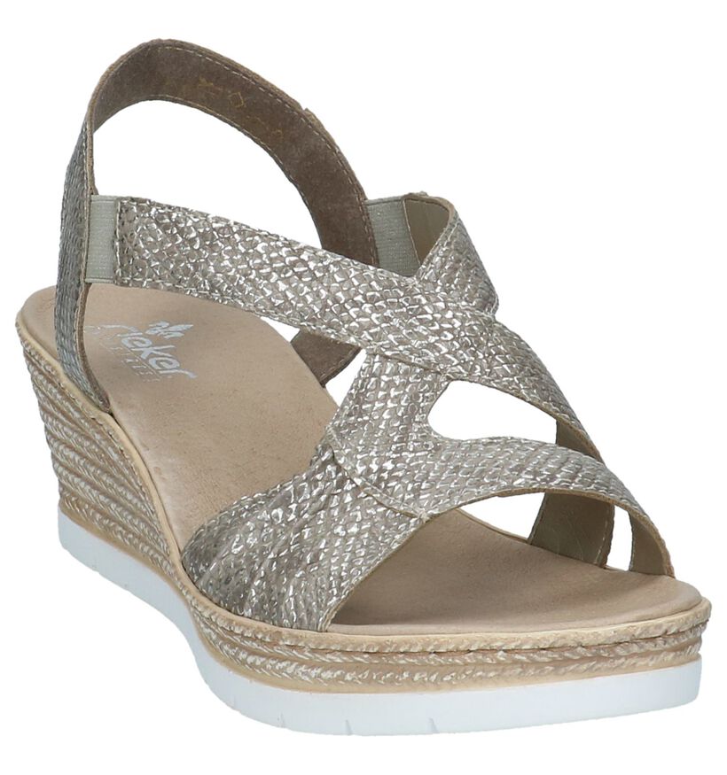Zilveren Sandalen met Sleehak Rieker, , pdp