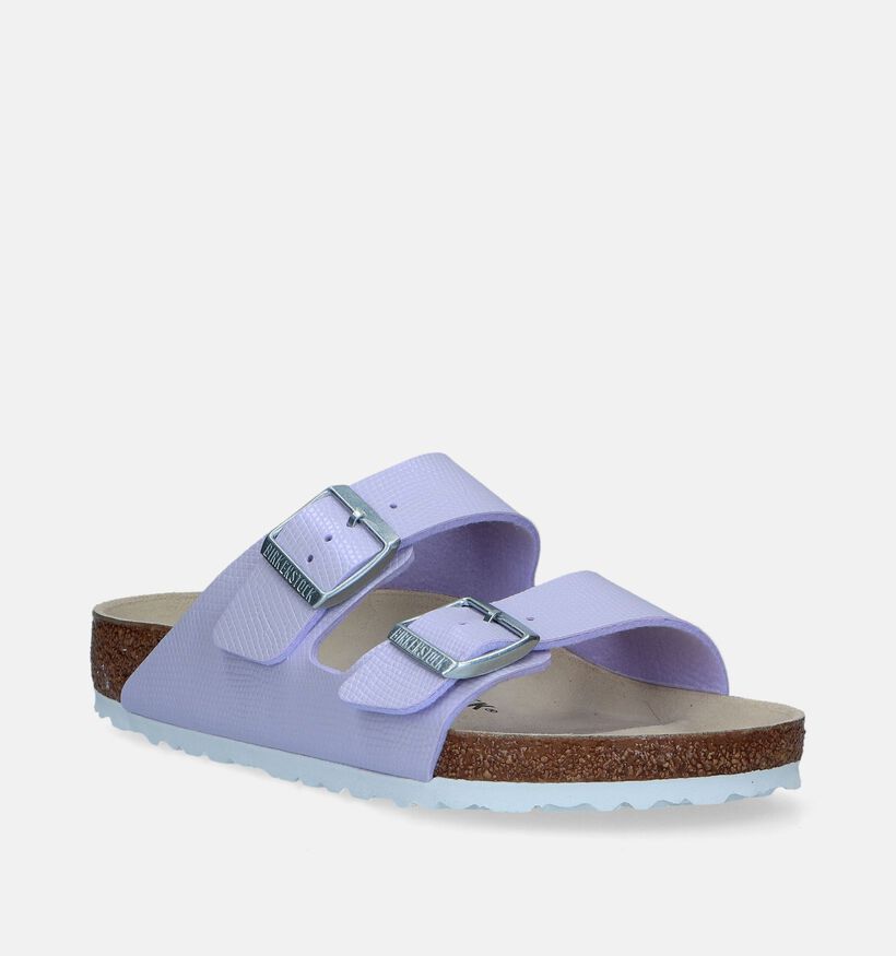 Birkenstock Arizona Birko Flor Embossed Lila Slippers voor dames (338031)