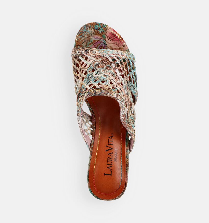 Laura Vita Framboise Nu-pieds &agrave; talons en Bleu pour femmes (373199)