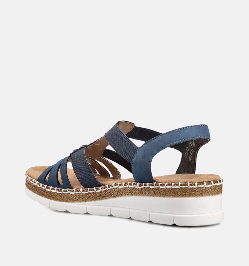 Rieker Sandales compens&eacute;es en Bleu fonc&eacute; pour femmes (370389)