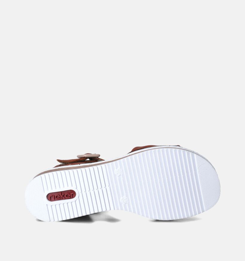 Rieker Sandales talon compensé en Cognac pour femmes (354933)