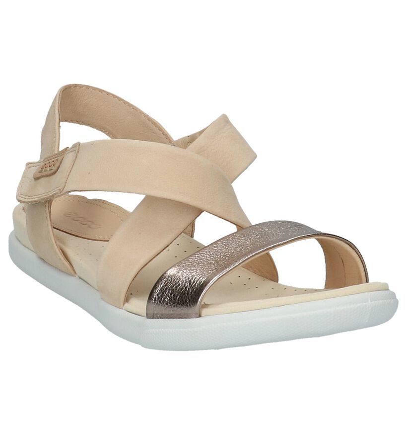 Beige Sandalen met Metallic Band ECCO Damara Sandal in leer (214077)