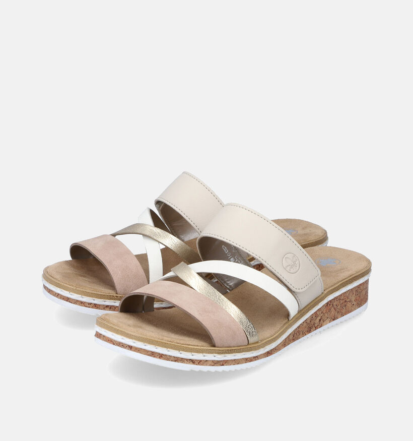 Rieker Beige Slippers met sleehak voor dames (354932)