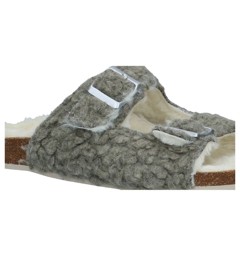 Hampton Bays Pantoufles ouvertes en Gris en faux fur (232365)
