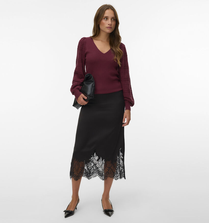 Vero Moda New Limone Pull en Bordeaux pour femmes (377551)