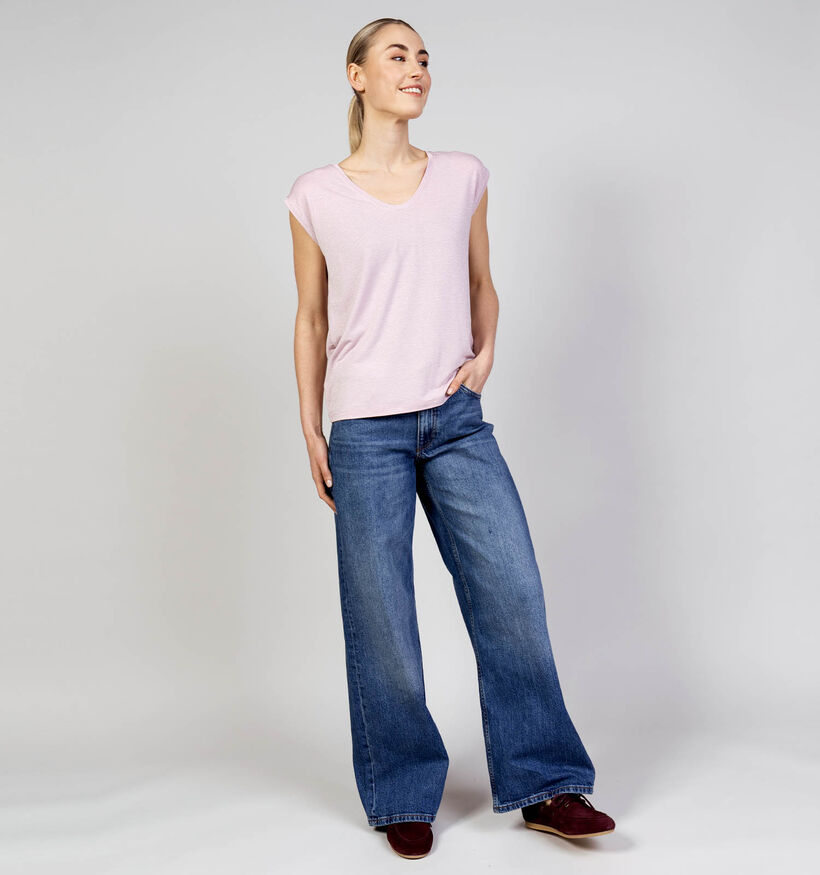 Pieces Billo Lurex T-shirt en Rose pour femmes (367084)