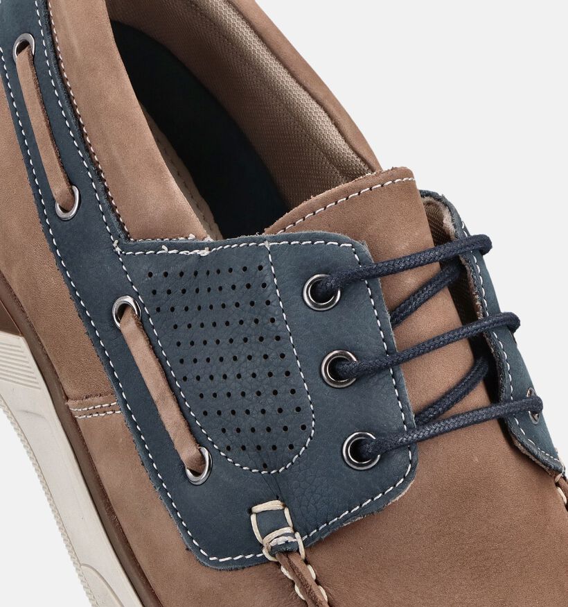 Dozo Logan Chaussures bateau en Marron/Bleu pour hommes (373335) - pour semelles orthop&eacute;diques