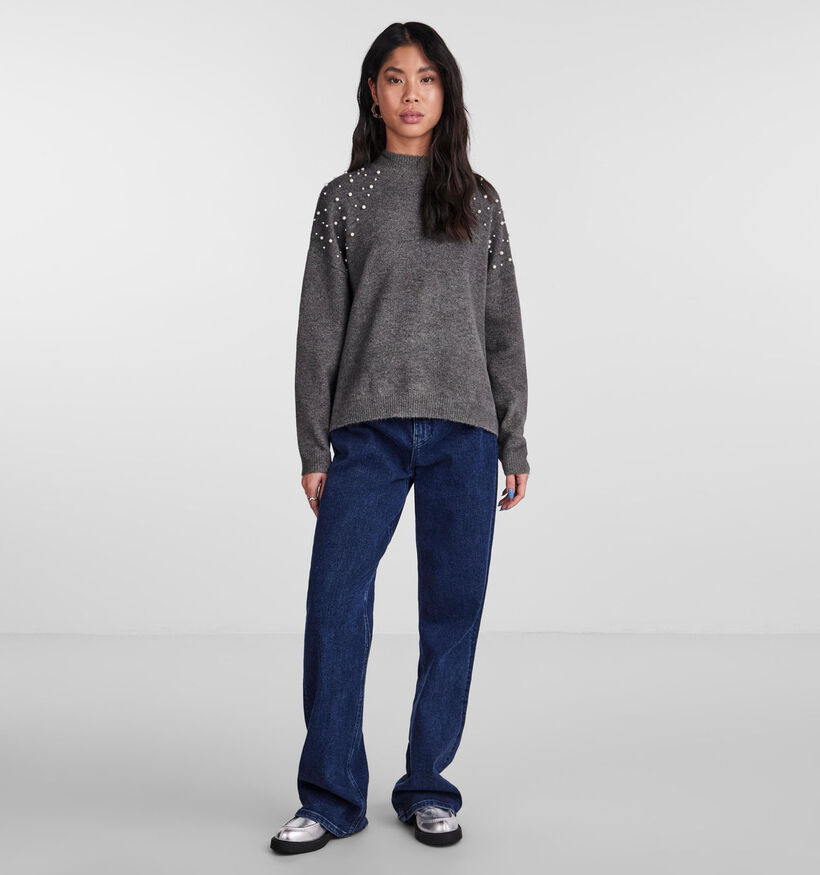 Pieces Pearla Zwarte Trui met parels voor dames (333228)