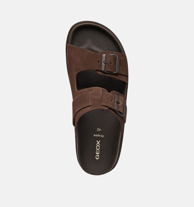 Geox Nu-pieds casual en Brun fonc&eacute; pour hommes (367999)