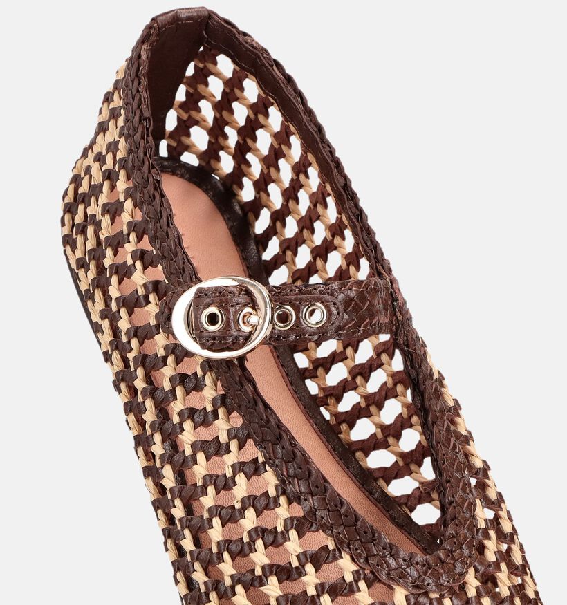 Laurent David Bruine Gevlochten Ballerina's voor dames (373629)