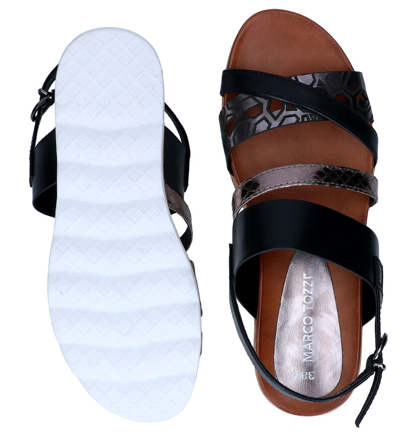 Marco Tozzi Sandales compens&eacute;es en Noir en simili cuir (289629)