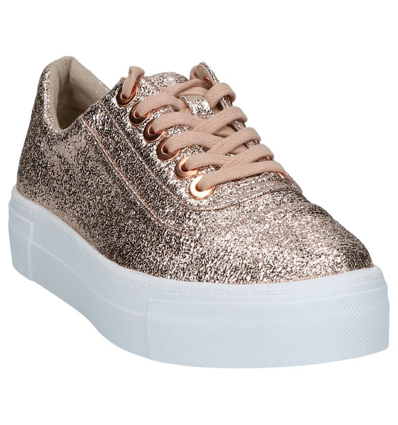 Tamaris Rose Gold Lage Sneakers in stof (214274)