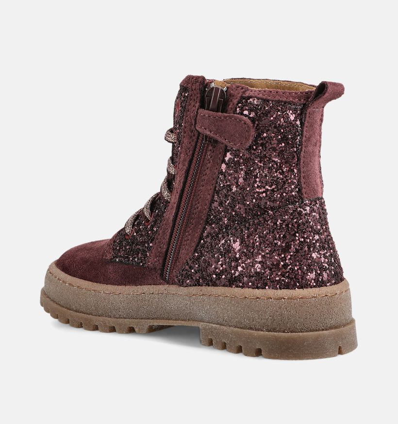 STONES and BONES Blesa Boots &agrave; lacets en Bordeaux pour filles (378225) - pour semelles orthop&eacute;diques