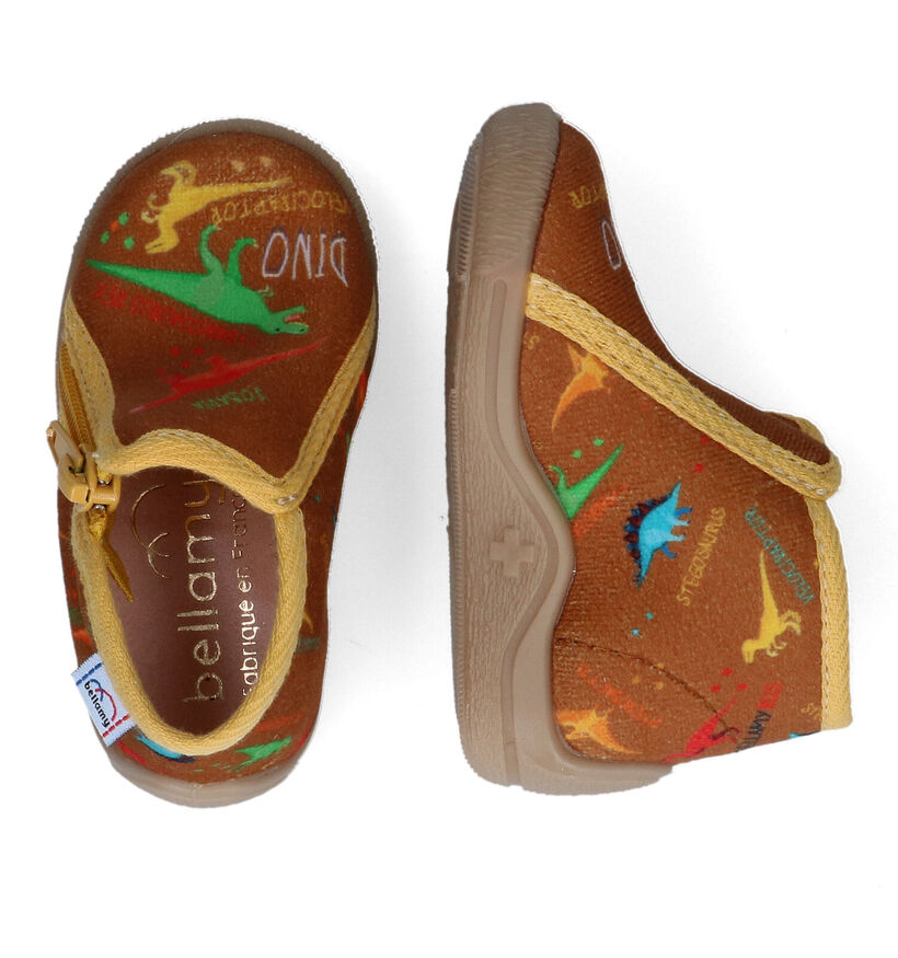 Bellamy Tela Bruine Pantoffels met dino's voor jongens (316983)
