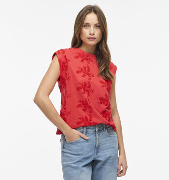 Vila T-shirts Wit/Rood