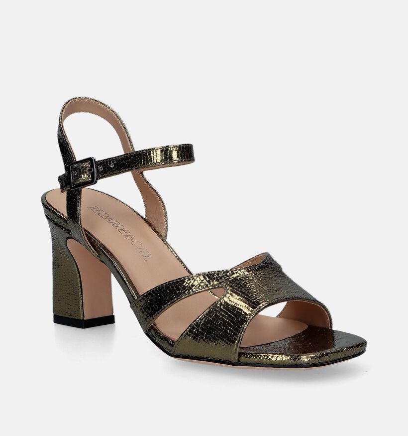 Regarde Le Ciel Monica-02 Goudeni Sandalen met blokhak voor dames (341250)