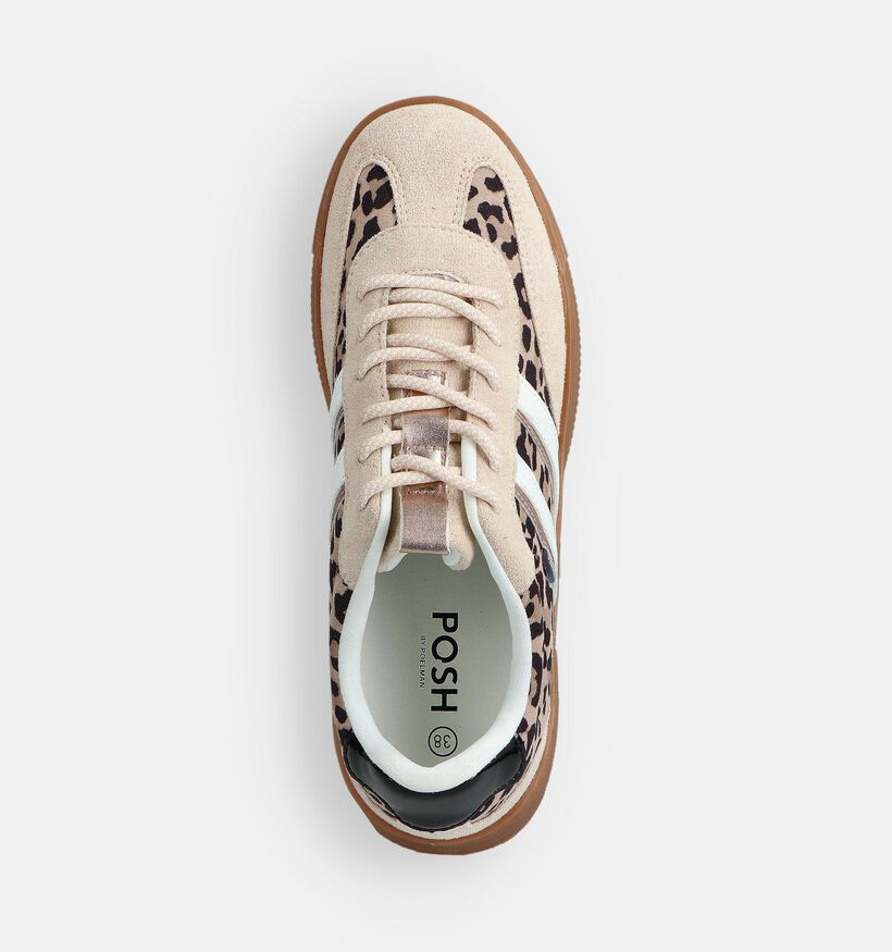 Posh by Poelman Baskets Leopard en Beige pour femmes (367970) - pour semelles orthopédiques