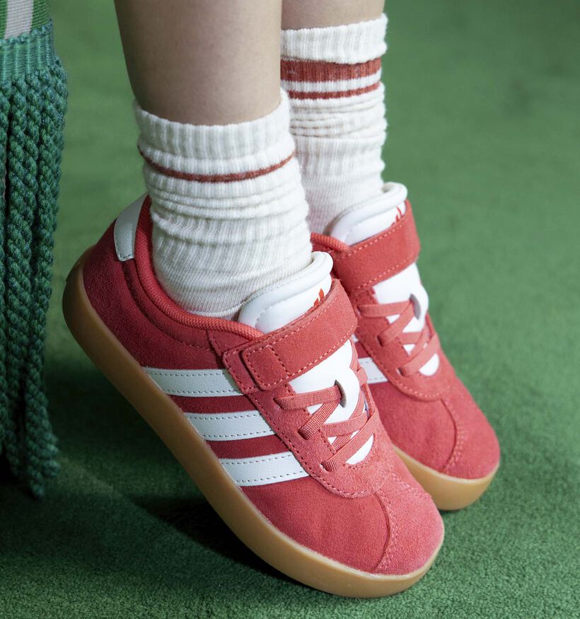 adidas VL Court 3.0 Baskets en Rouge pour filles, gar&ccedil;ons (365400) - pour semelles orthop&eacute;diques