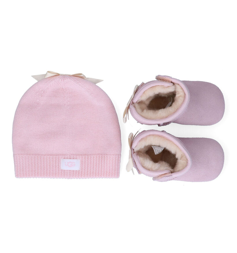 UGG Jesse Bow II Beanie Pantoufles pour bébé en Rose avec Bonnet pour filles (294878)