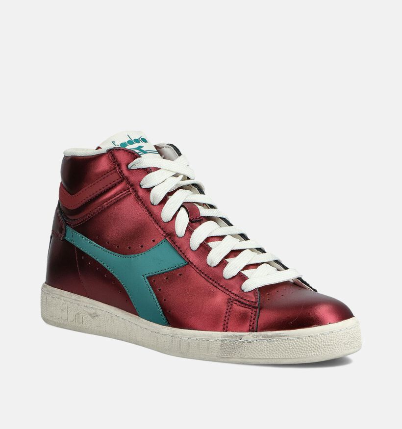 Diadora Game High Metallic Baskets montantes en Rouge pour femmes (361389) - pour semelles orthopédiques
