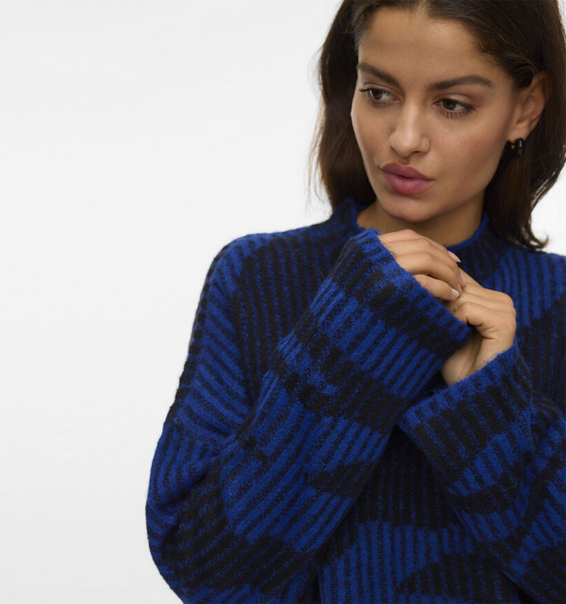 Vero Moda Scorpio Pull en Bleu/Noir pour femmes (366117)