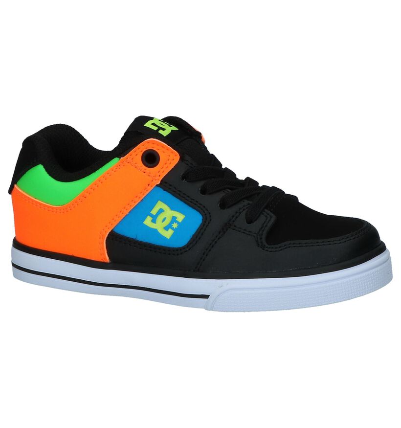 DC Shoes Pure Elastic Zwarte Lage Skateschoenen in kunstleer (235130)