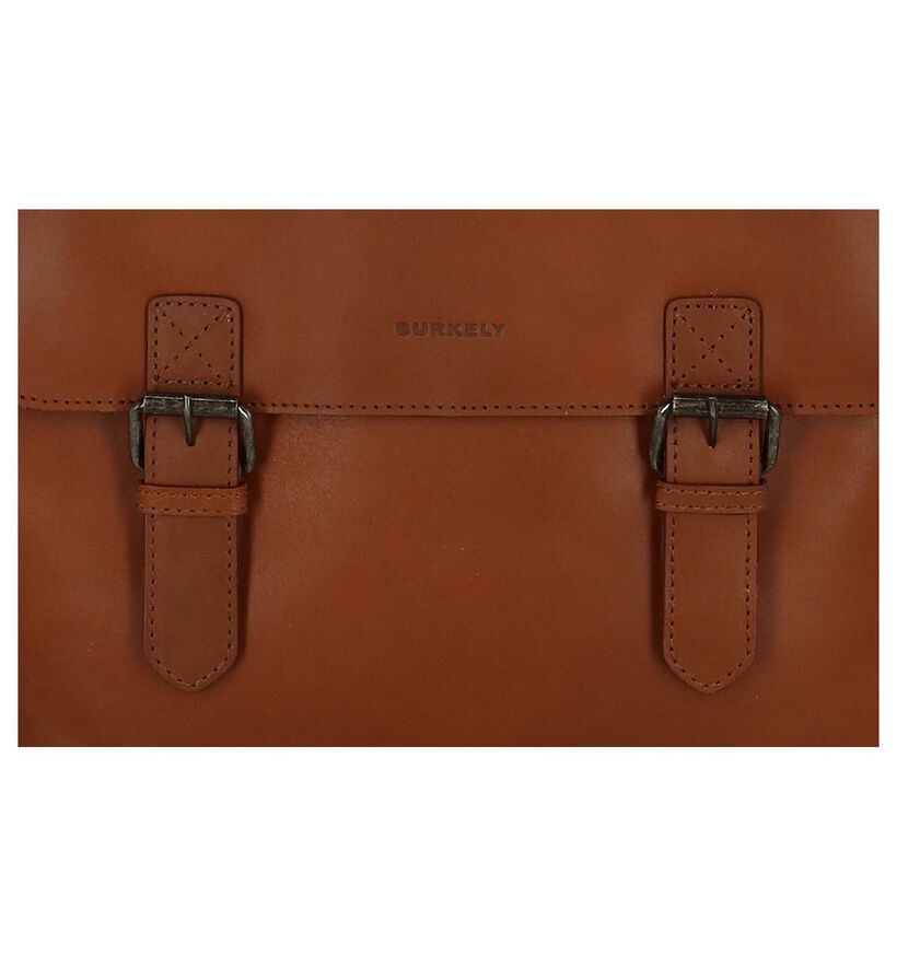 Cognac Laptoprugzak Burkely On The Move met Powerbank in leer (252881)