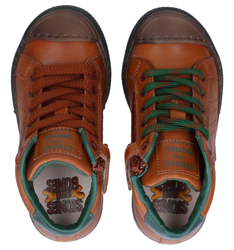 STONES and BONES Robbi Cognac Rits/Veterschoenen in leer (255438)