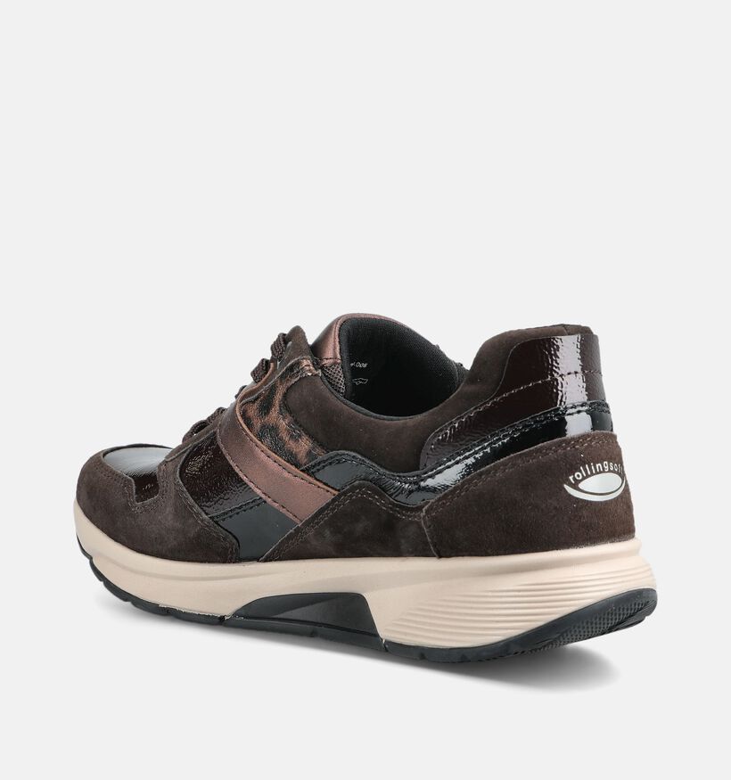 Gabor Rollingsoft Donkerbruine Sneakers voor dames (376944) - geschikt voor steunzolen