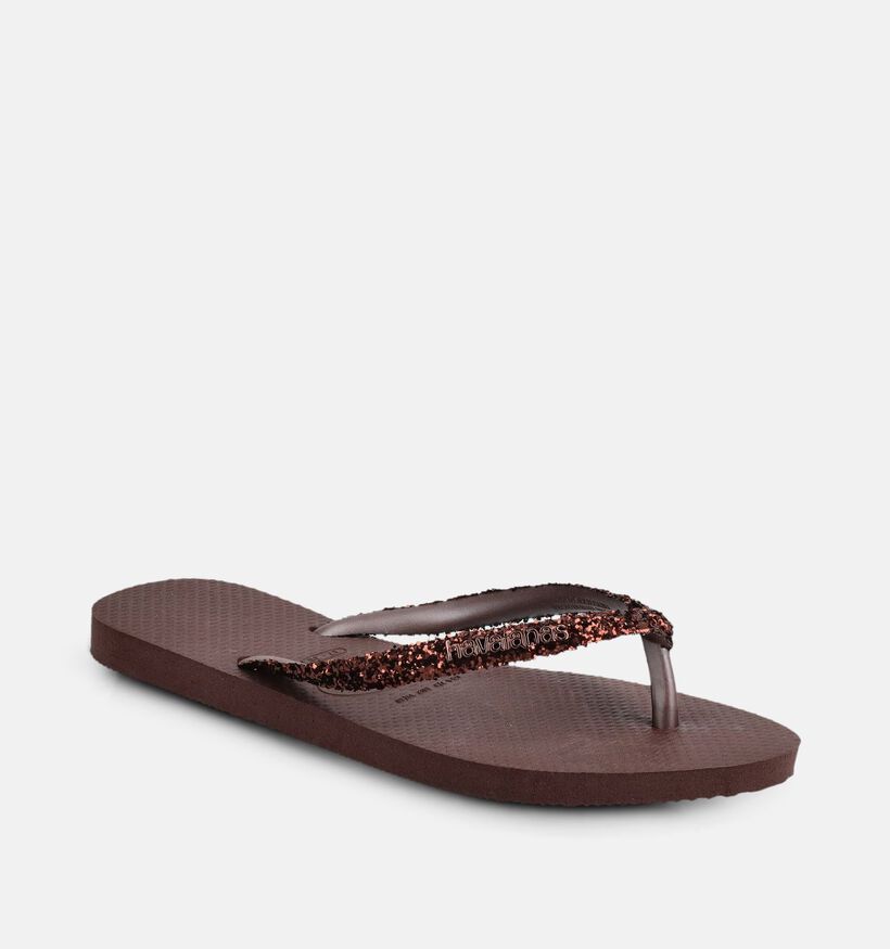 Havaianas Slim Glitter II Donkerbruine Teenslippers voor dames (373109)