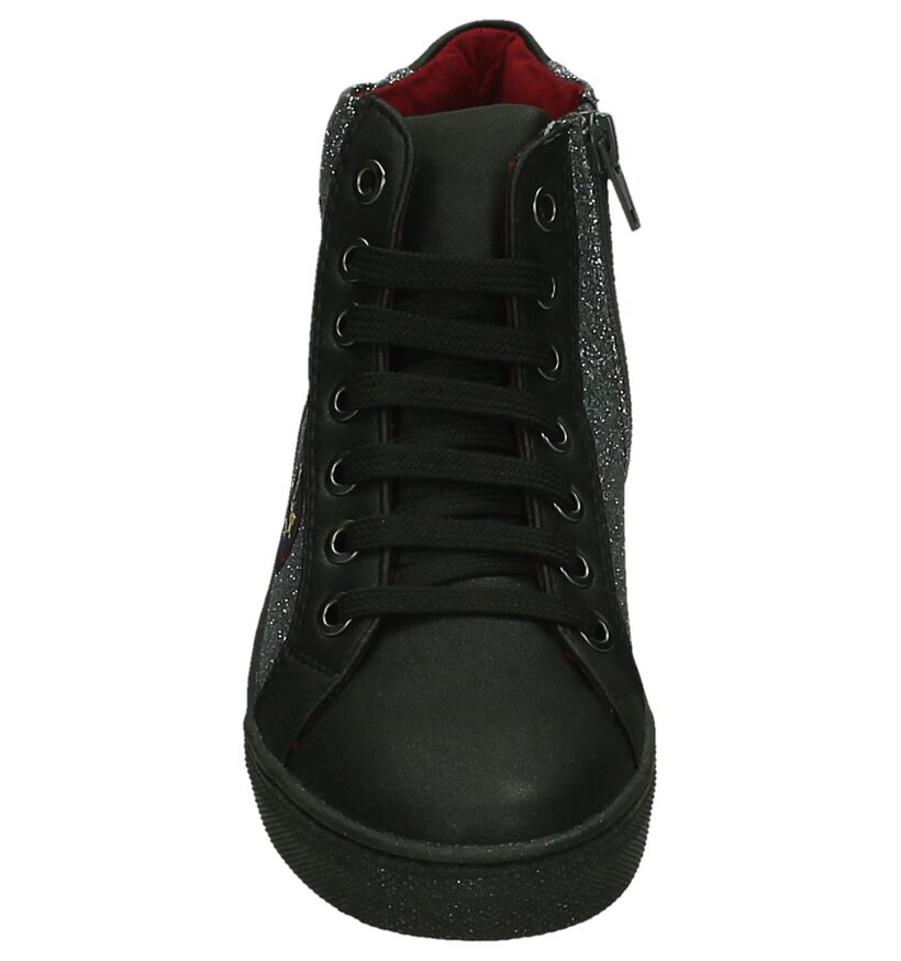 Asso Zwarte Hoge Sneakers in kunstleer (203363)