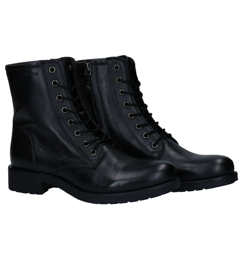 Geox Zwarte Veterboots in leer (277054)