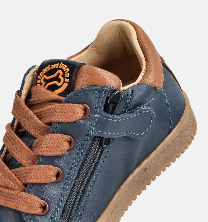 STONES and BONES Nepo Beige Babyschoentjes STONES and BONES Nepo Blauwe Rits-Veterschoenen voor jongens (361981) - geschikt voor steunzolen