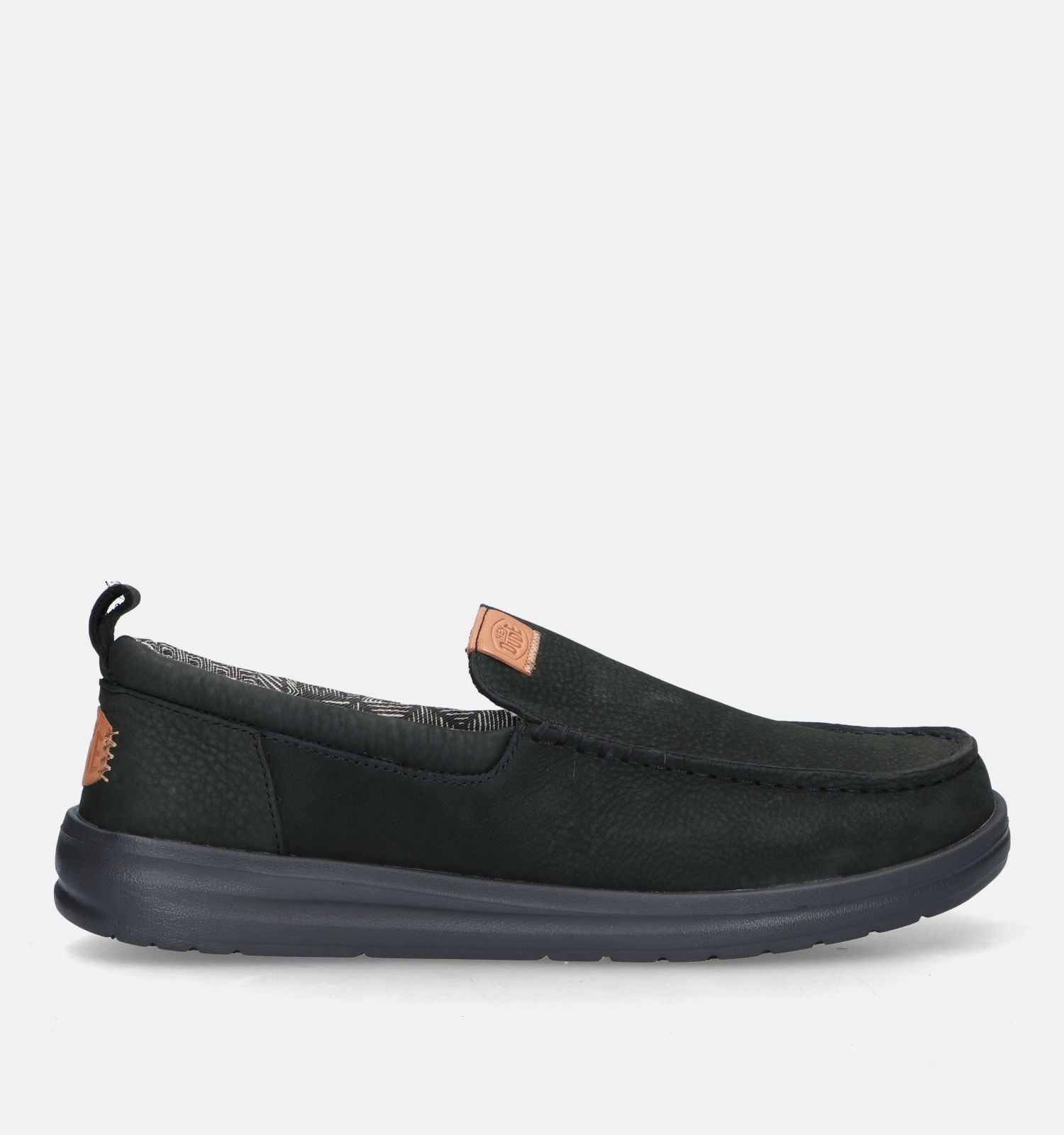 HEYDUDE Wallt Grip Moo Zwarte Mocassins Heren Lage schoenen
