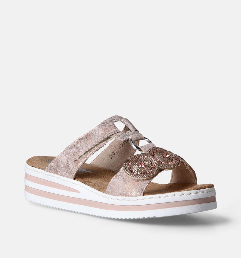 Rieker Roze Slippers met sleehak voor dames (354971)