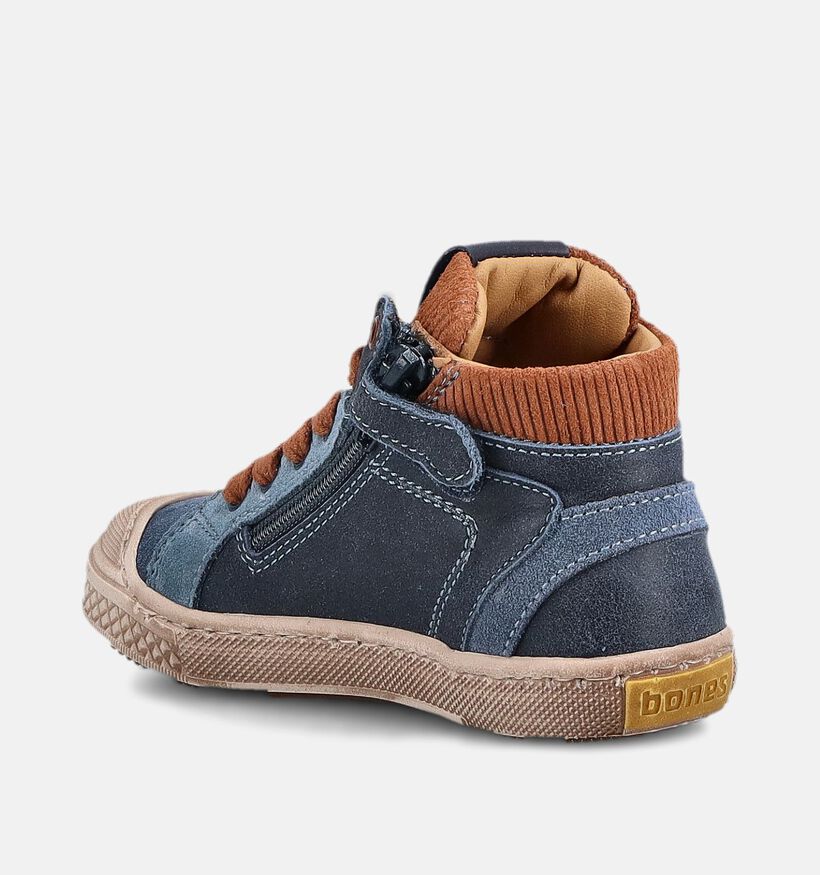 STONES and BONES Lift Blauwe/Donkeroranje Hoge Sneakers voor jongens (378210) - geschikt voor steunzolen