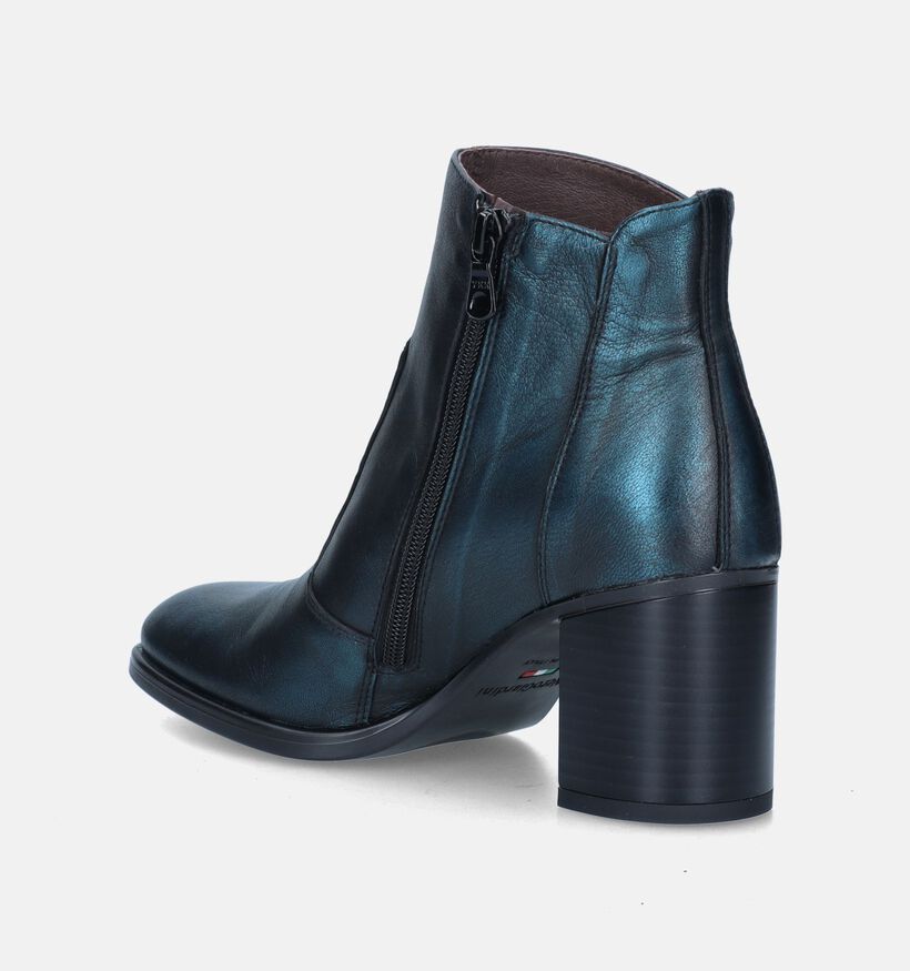 NeroGiardini Blauwe Enkellaarzen met blokhak voor dames (345624)