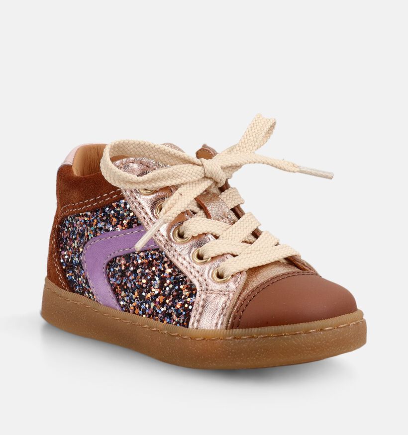 FR by Romagnoli Cognac/Ros&eacute; Gouden Sneakers voor meisjes (378998) - geschikt voor steunzolen